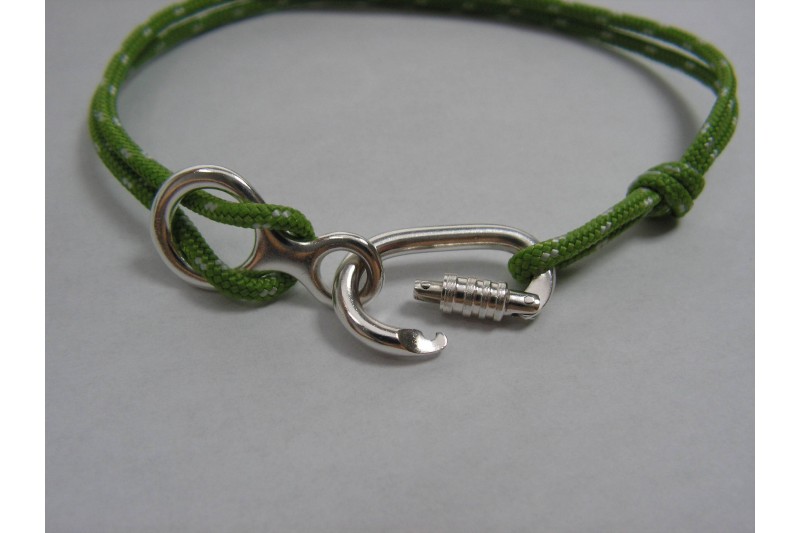 Bracelet With Climbing Locking Carabiner and Figure 8 Belaying Device